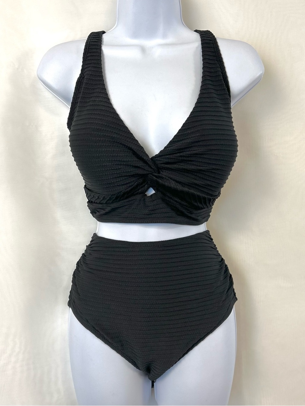 New Aqua Regina Black High Waist 2 Piece Bikini Swimsuit / Large